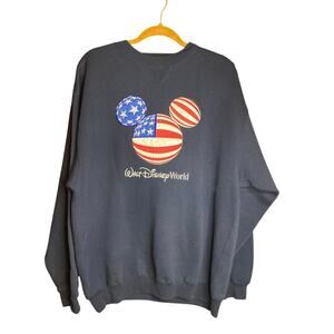 VINTAGE Disney Patriotic Mickey Mouse Navy Crewneck Large